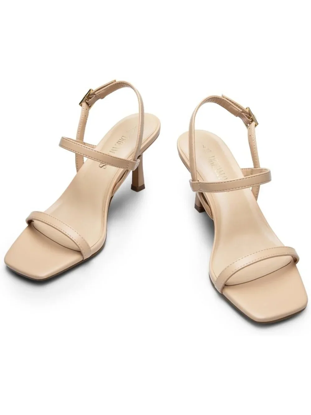 Dream Pairs Women's Nude Square Open Toe Slingback Heels Ankle Strappy Sandals